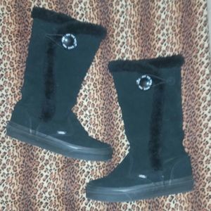 VANS new black leather suede fur boots sneakers